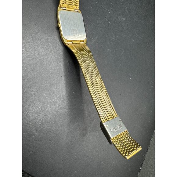 Vintage Seiko SX 5Y95-5000 Gold Tone Tank Black Dial Diamond Accent Men\'s Watch main image 7